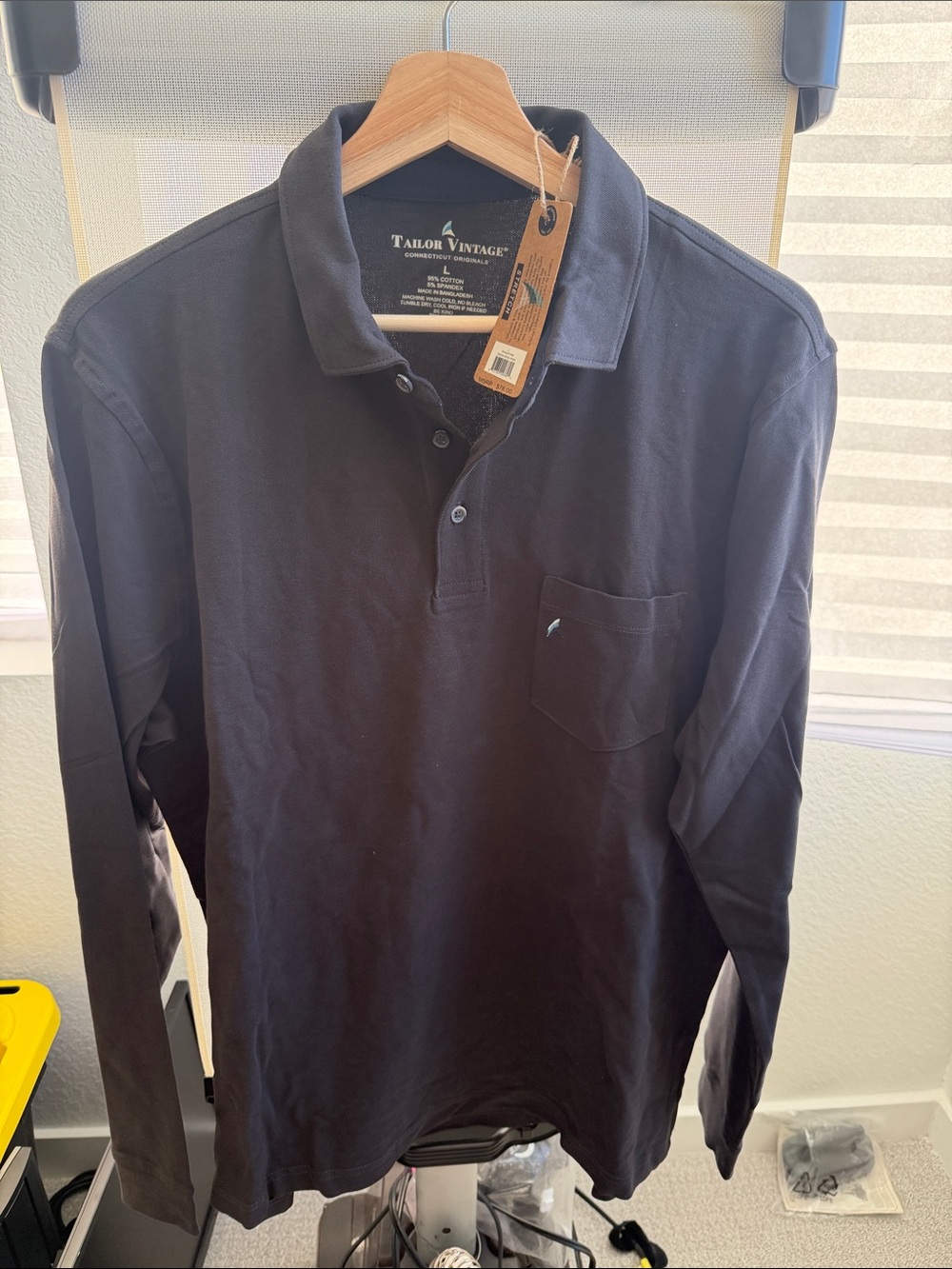 Tailor Vintage Men’s Long-Sleeve Polo Shirt - Black